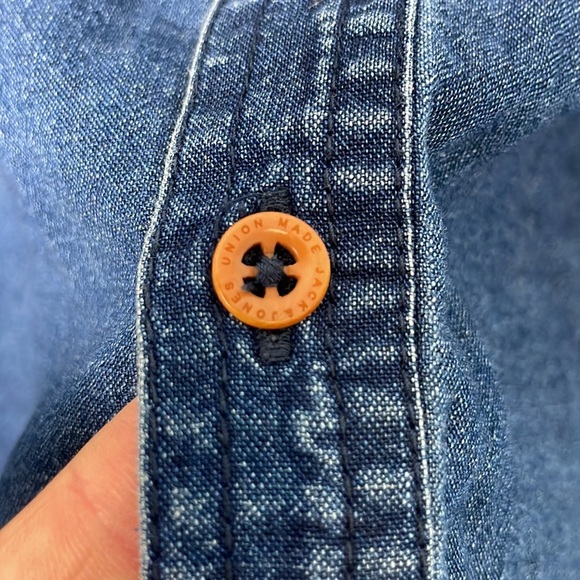 Jack And Jones Originals Indigo Denim Button-Up Shirt Embroidered Slim Fit Sz M - Picture 8 of 12